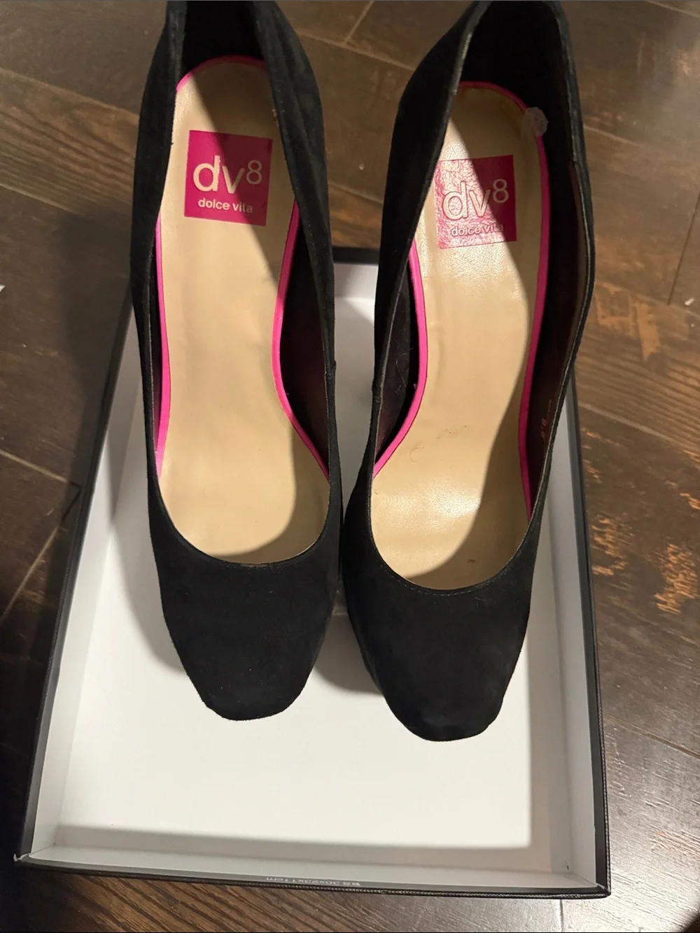 DV8 by Dolce Vita Black Suede Platform Pumps with Multicolor Tie-Dye Heel